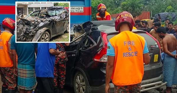 দাঁড়িয়ে থাকা কাভার্ডভ্যানে প্রাইভেটকারের ধাক্কা, ঘটনাস্থলেই প্রাণ হারালেন বাবা-মেয়ে