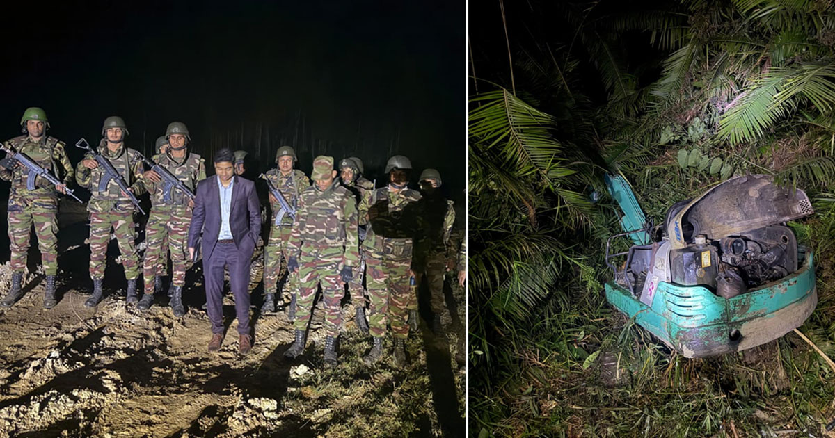 সাতকানিয়ায় পাহাড় কাটায় স্কেভেটর বিকল করল যৌথবাহিনী