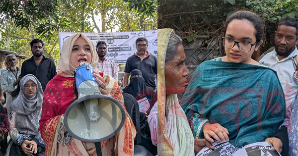 ভোটের মাঠে আসলাম চৌধুরীর সমর্থনে স্ত্রী ও মেয়ের গণসংযোগ