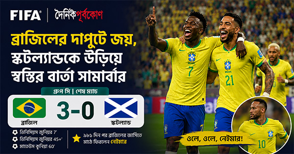দৈনিক পূর্বকোণ - চট্টগ্রামের দৈনিক ব্রাজিলের দাপুটে জয়