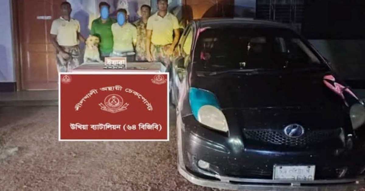 টেকনাফে প্রাইভেটকারের বাম্পারের ভেতর ইয়াবা, আটক ২