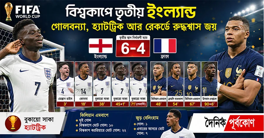 দৈনিক পূর্বকোণ - চট্টগ্রামের দৈনিক গোলবন্যা, হ্যাটট্রিক আর রেকর্ডে রুদ্ধশ্বাস জয়