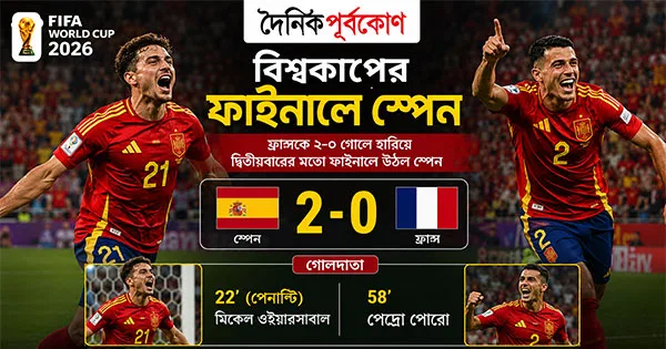 দৈনিক পূর্বকোণ - চট্টগ্রামের দৈনিক বিশ্বকাপের ফাইনালে স্পেন