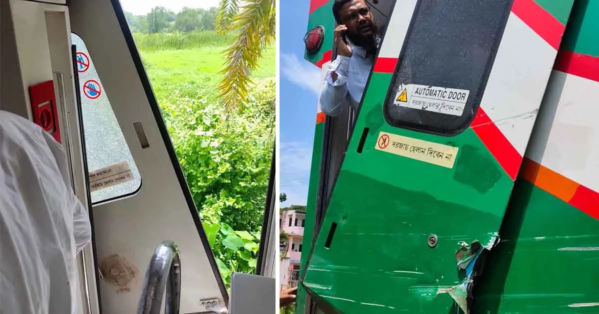 দৈনিক পূর্বকোণ - চট্টগ্রামের দৈনিক বোয়ালখালীতে টেম্পোর সাথে ঘর্ষণে খুলে পড়ল ট্রেনের দরজা, যাত্রী আহত